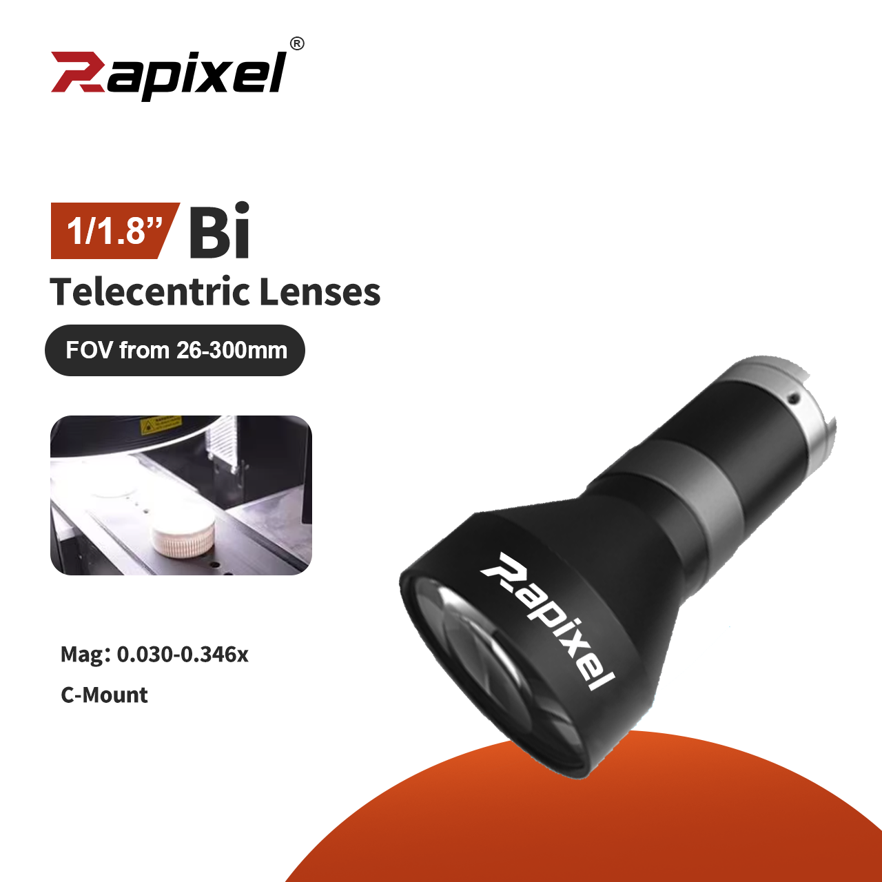 BTL 118 Series Bi-Telecentric Lenses C-Mount For 1/1.8" Sensors WD73-465