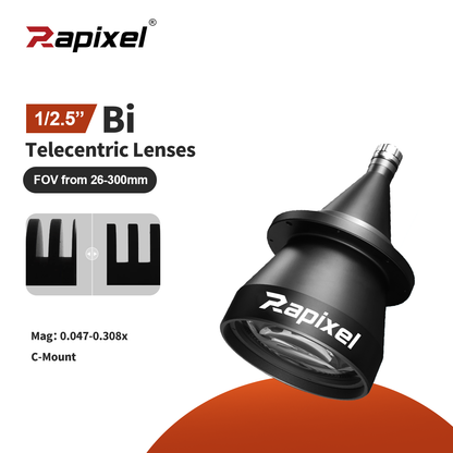 Adjustable BTL-125 Series Bi-Telecentric Lenses C-Mount For 1/2.5" Sensors