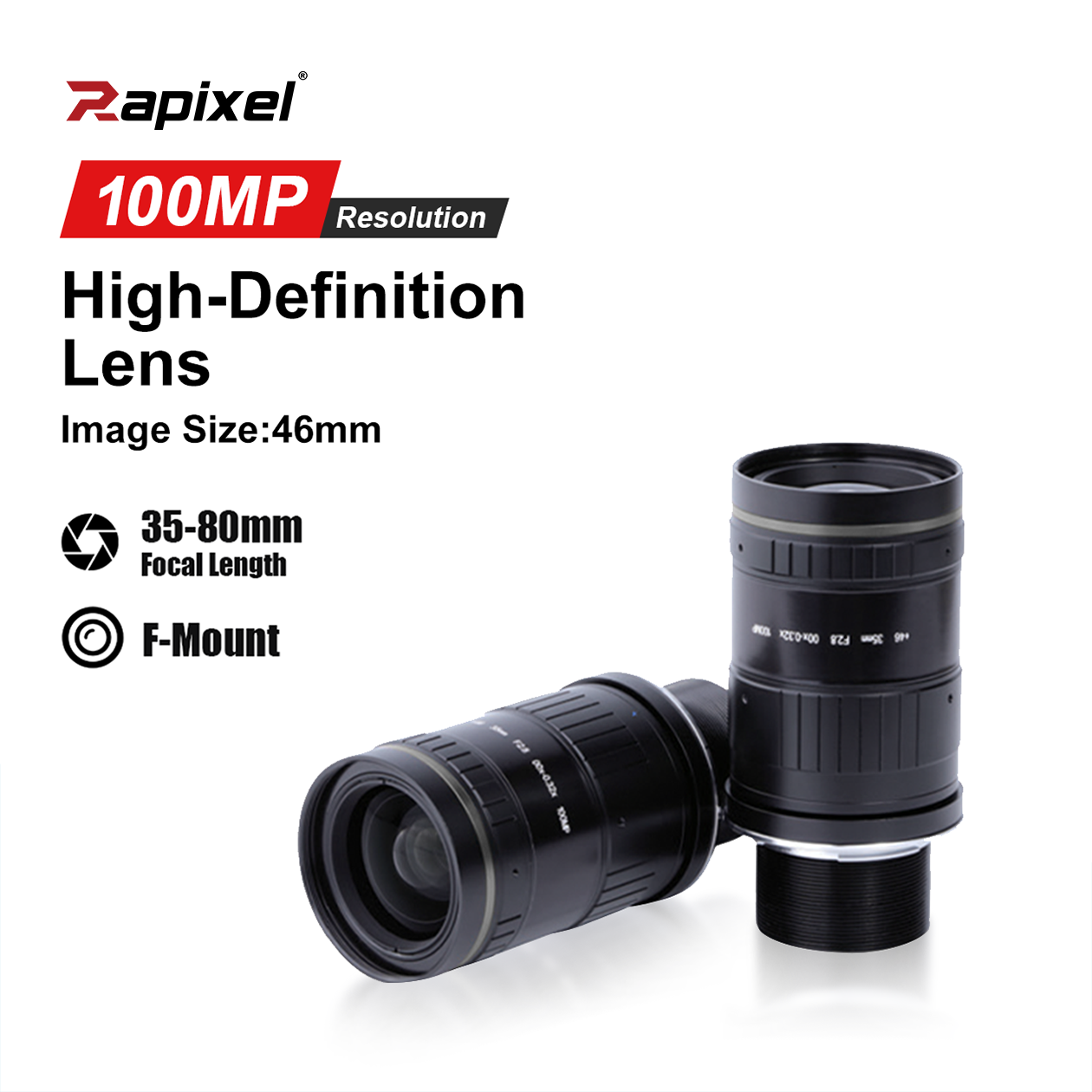 100 Mega Pixels High-Definition Machine Vision Lens F Mount