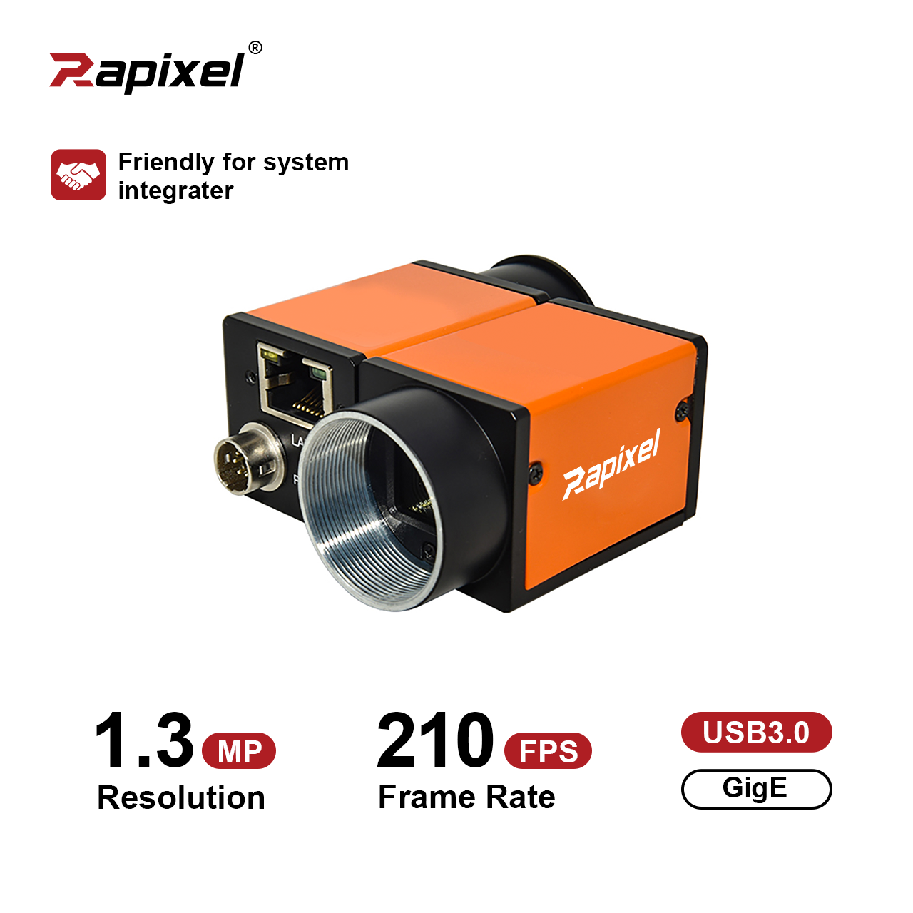 1.3MP 90fps 210fps 1/2" Python1300 USB3.0 GigE PoE Industrial Machine Vision Camera