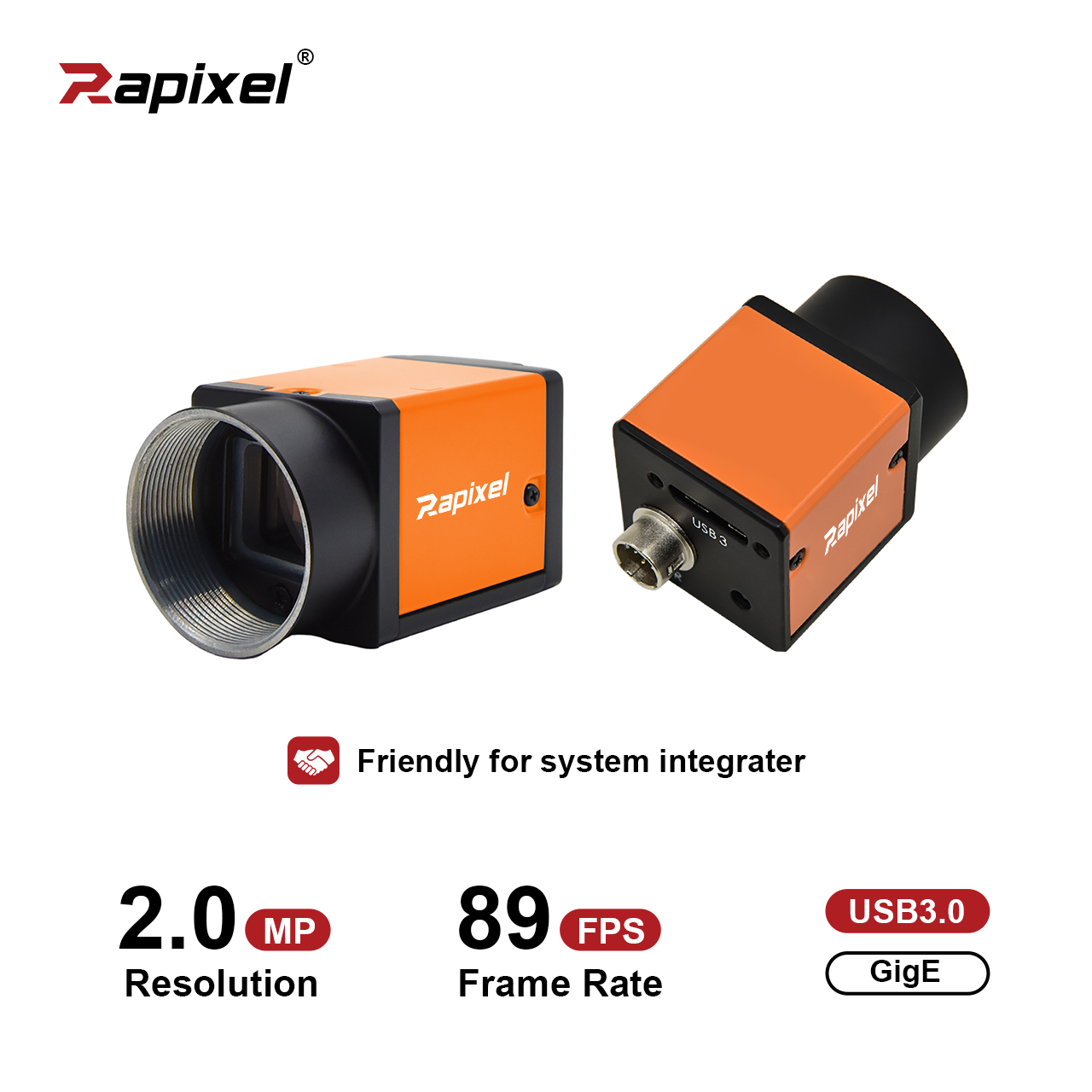 2MP 1/1.7" IMX430 60fps 89fps GigE/USB3.0 Scratches Detection Machine Vision Camera