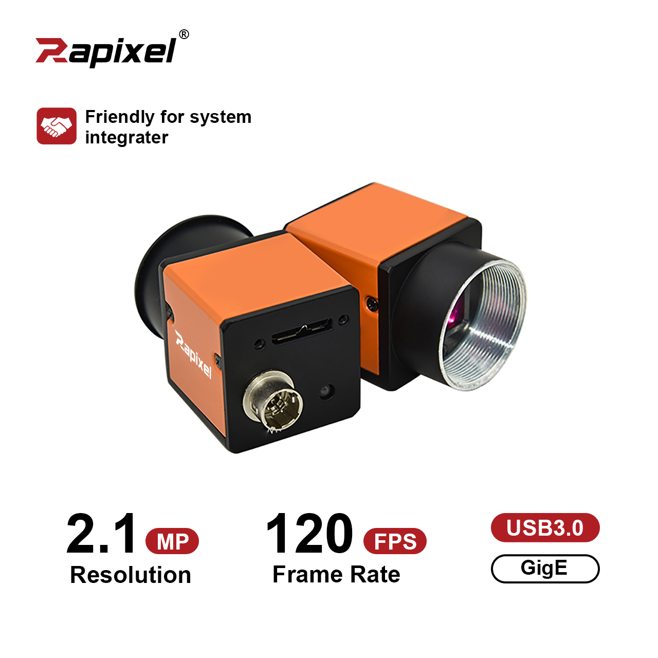 Rolling Shutter 2MP 1/2.8" IMX290 22fps 120fps GigE/USB3.0 Visual Inspection Machine Vision Camera