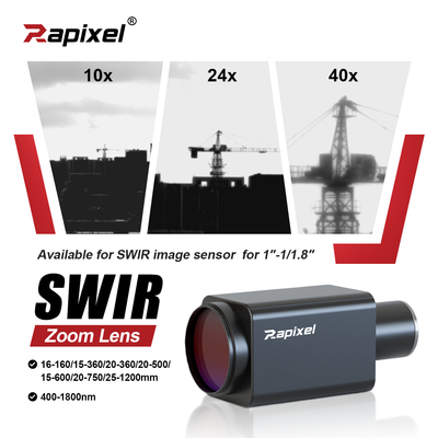 1" 1/1.8" 400-1700nm 25-1200mm SWIR Zoom Lens