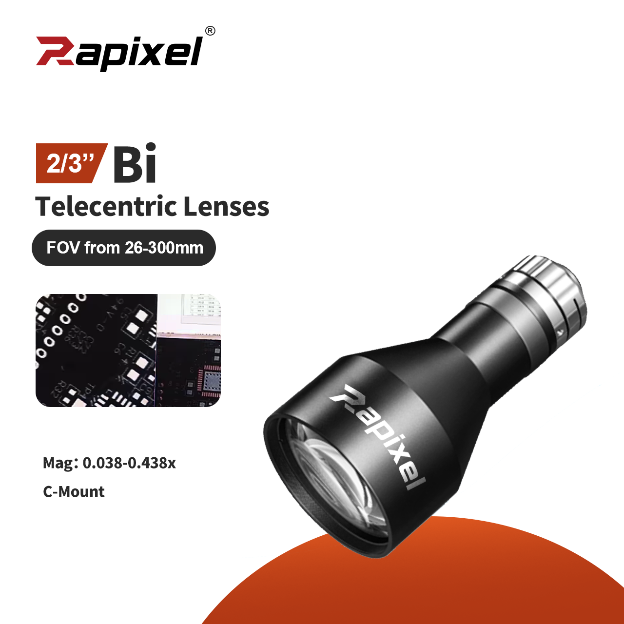 BTL 23 Series Bi-Telecentric Lenses C-Mount For 2/3'' Sensors WD73-465 FOV 26-300mm