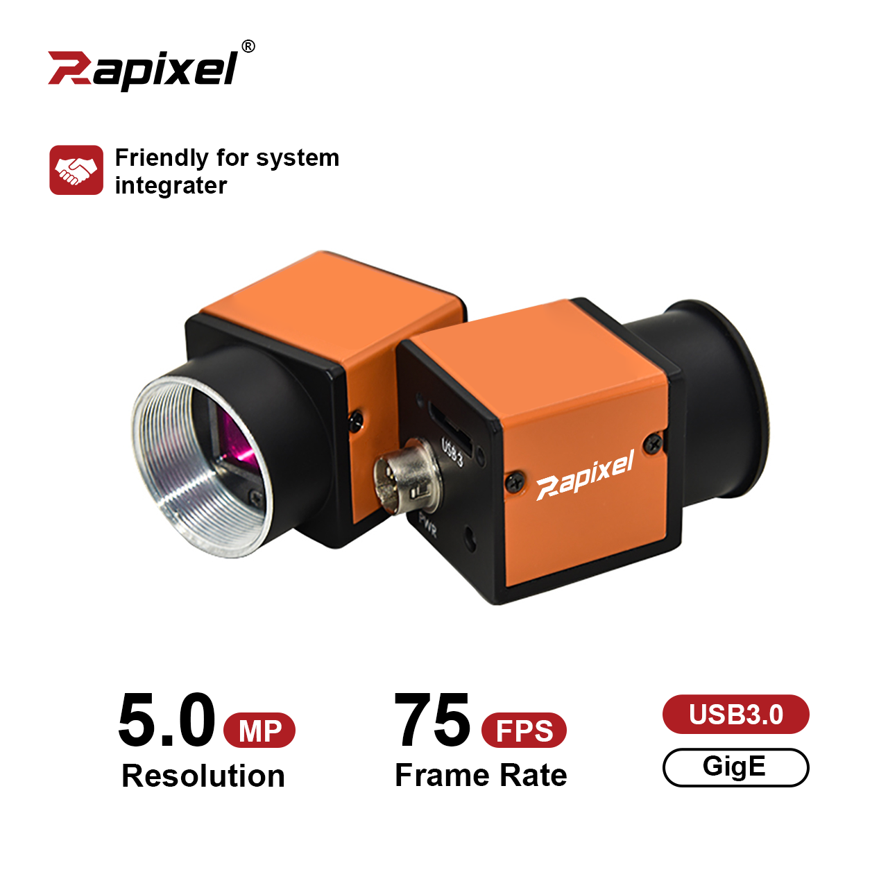 Mars5000S 5MP 20fps 68fps 2/3" IMX264 IMX250 GigE/USB3.0 Robotic Inspection Machine Vision Camera