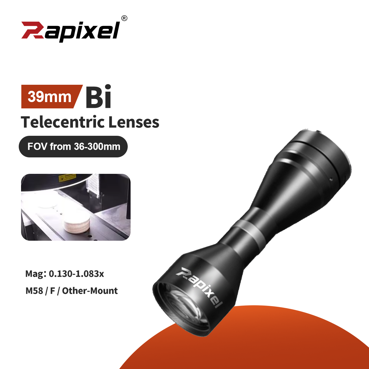 BTL-71M SERIES 39mm Bi-Telecentric Lenses M42/M58 WD110-465 FOV 36-300mm
