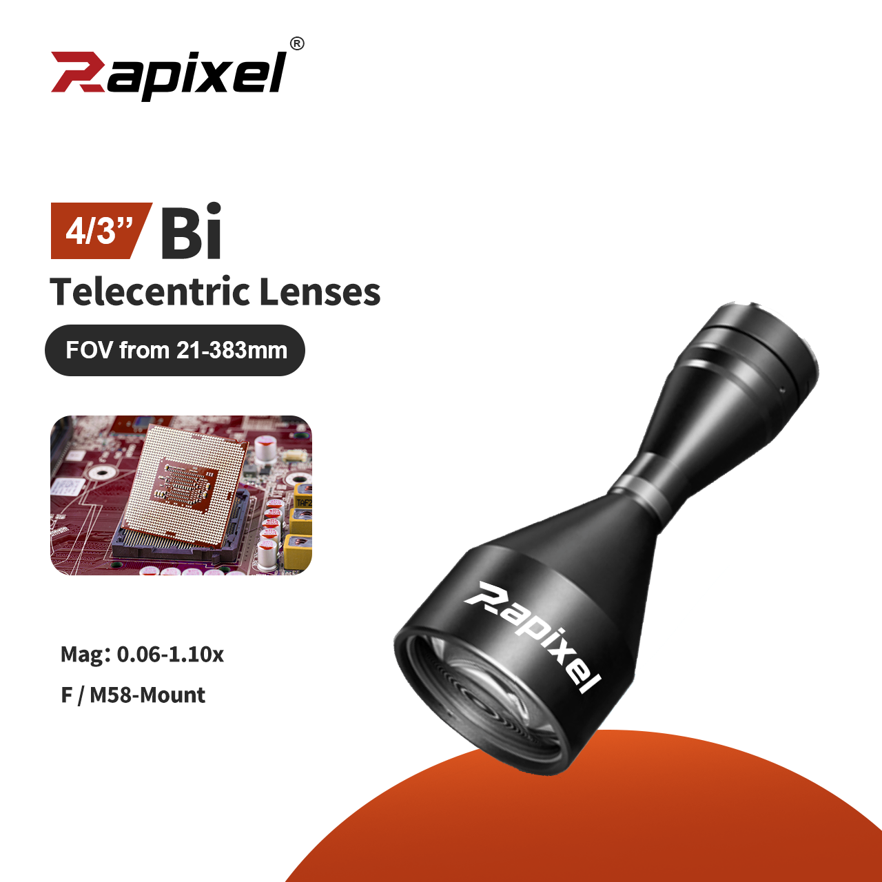 BTL-4/3'' Bi-Telecentric Lenses M42/M58 WD73-465 FOV 26-300mm