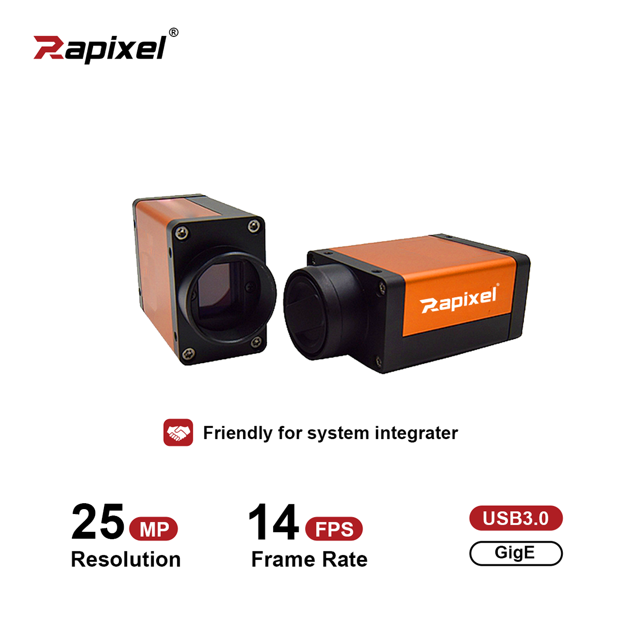 Mars25MG 25MP 4fps 14fps 1.1" GMAX0505 GigE USB3.0 Machine Vision Camera