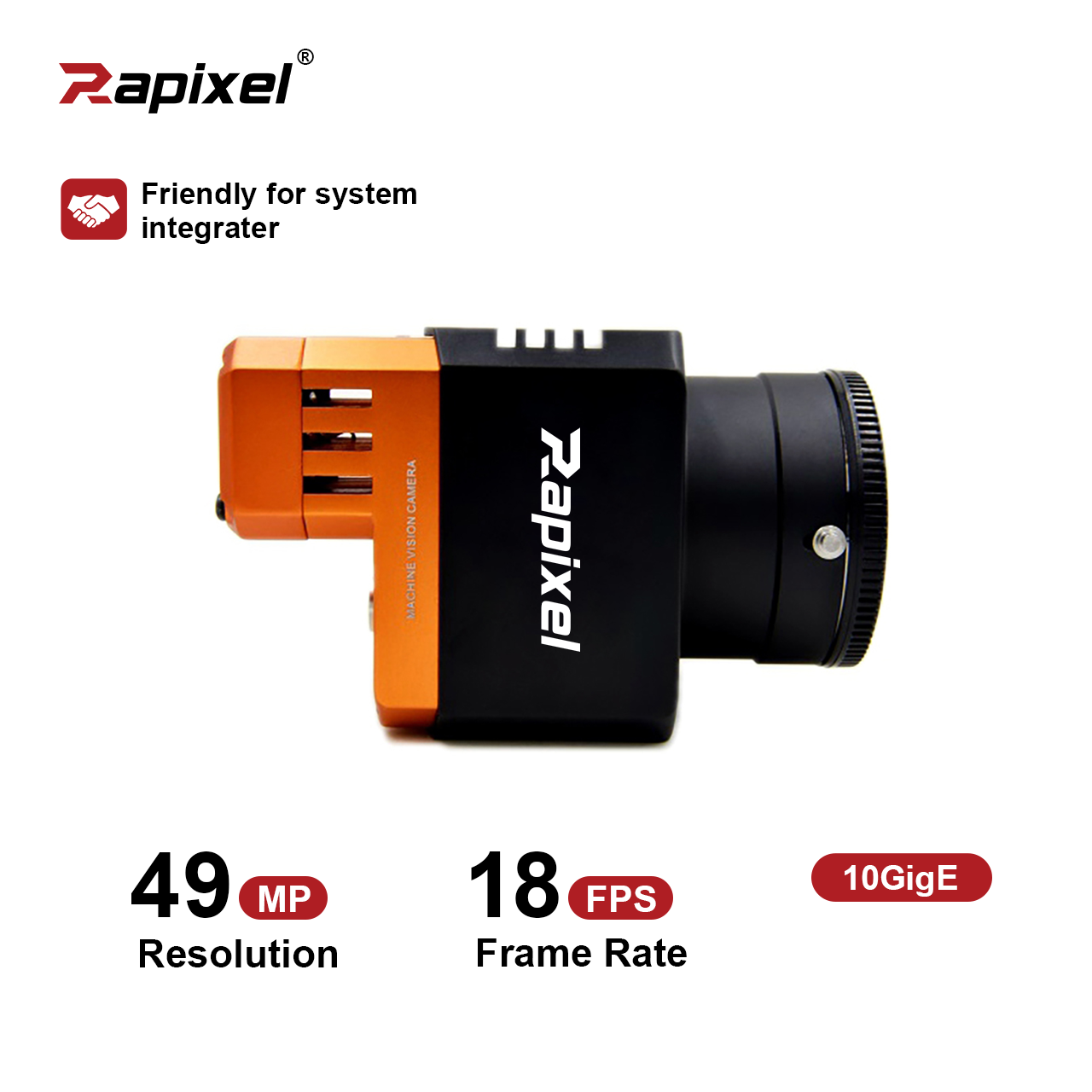 49MP 18fps Sensor Size 29.9mmx22.4mm 10GigE Global Shutter Machine Vision Camera