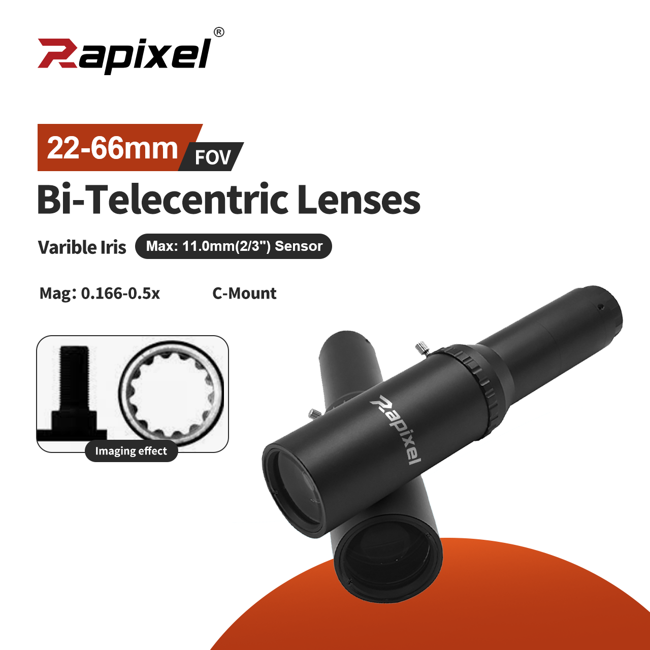 High Resolution Telecentric Lenses CLW2-10MP WD 110mm 2/3"