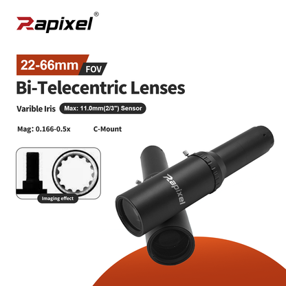 Varible Iris Bi-telecentric Lenses C Mount For 2/3" Sensors 8M Pixel cameras