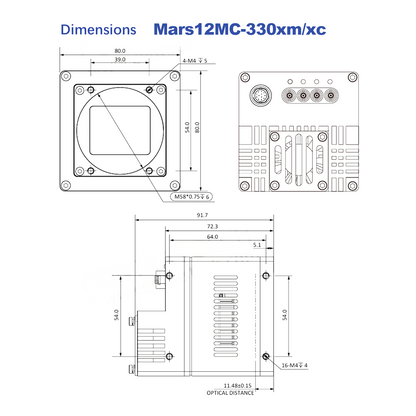 Mars21MG-220XM 21MP 220fps 1.7" CoaXPress Global Shutter Industrial Camera – Gsprint4521 Sensor