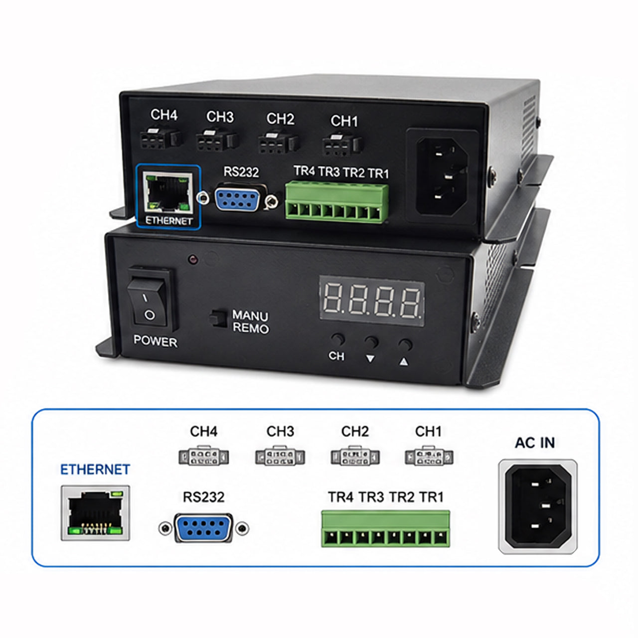 VT-LT4-24150PWDC-E4 24V Ethernet and RS232 LED light source controller