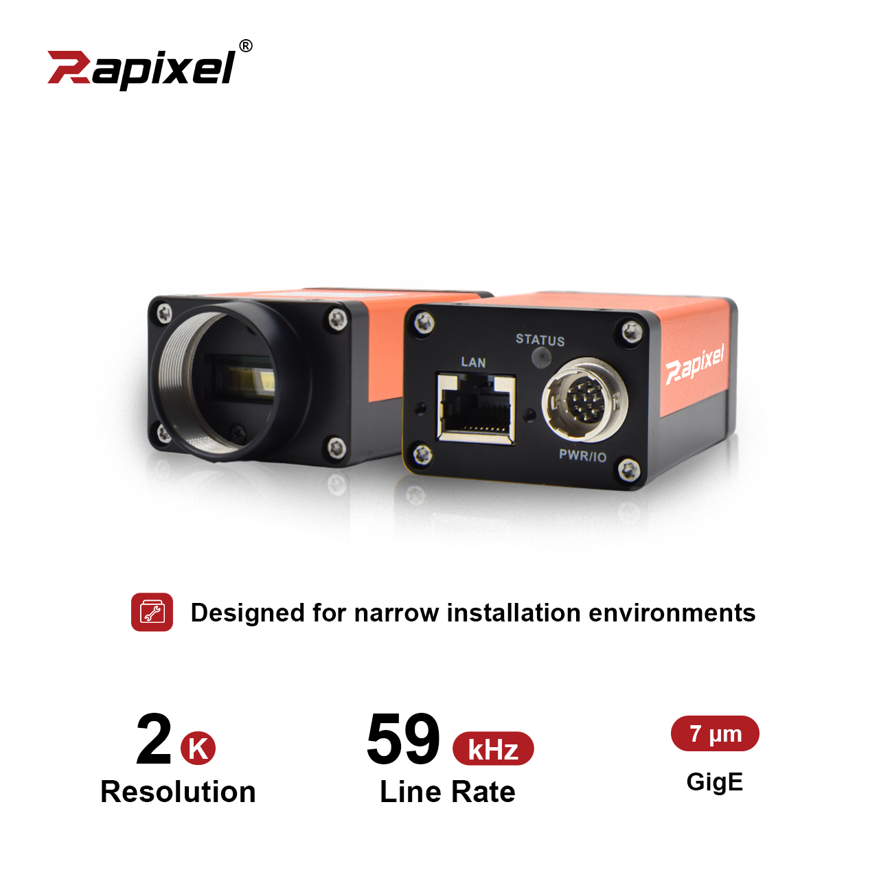 2K 7μm 59kHz Gpixel 2048x4 GigE Machine Vision Line Scan Camera