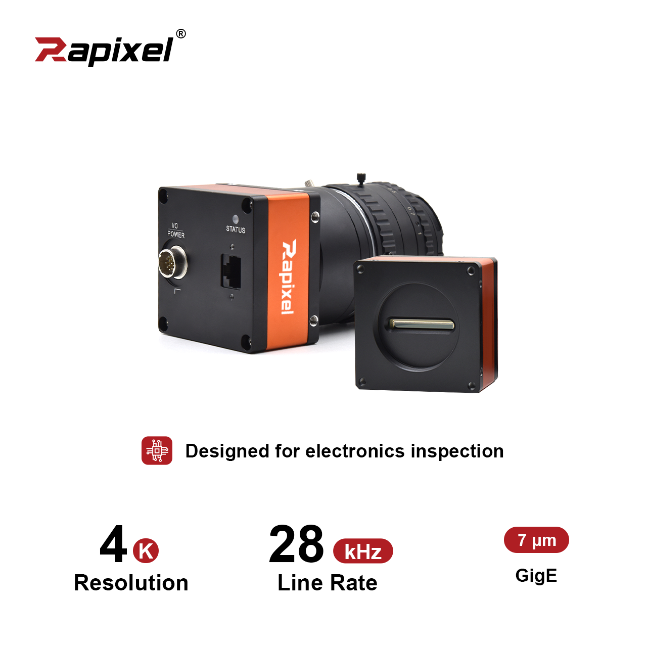 4K 7μm 28kHz Gpixel/CMOSIS 4096x2 GigE Machine Vision Line Scan Camera