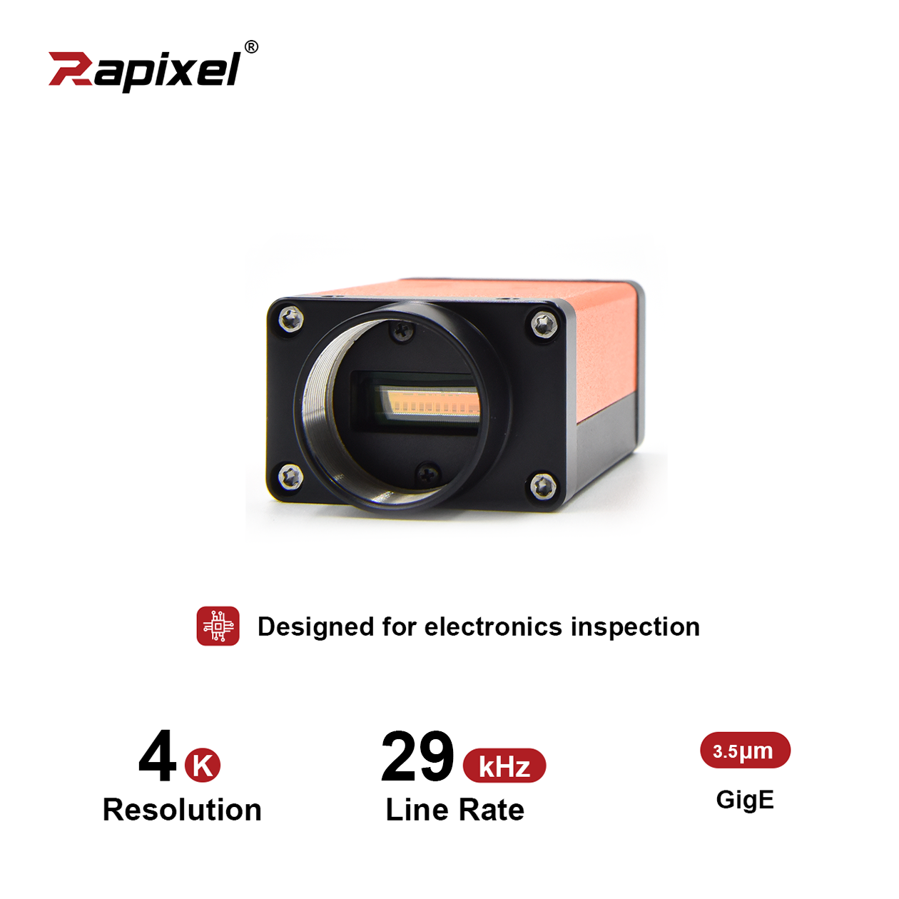 4K 3.5μm 29kHz Gpixel 2TDI GigE Machine Vision Line Scan Camera