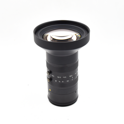 Low-distortion large-format lens for metrology, electronics inspection, robotics, and industrial automation.
