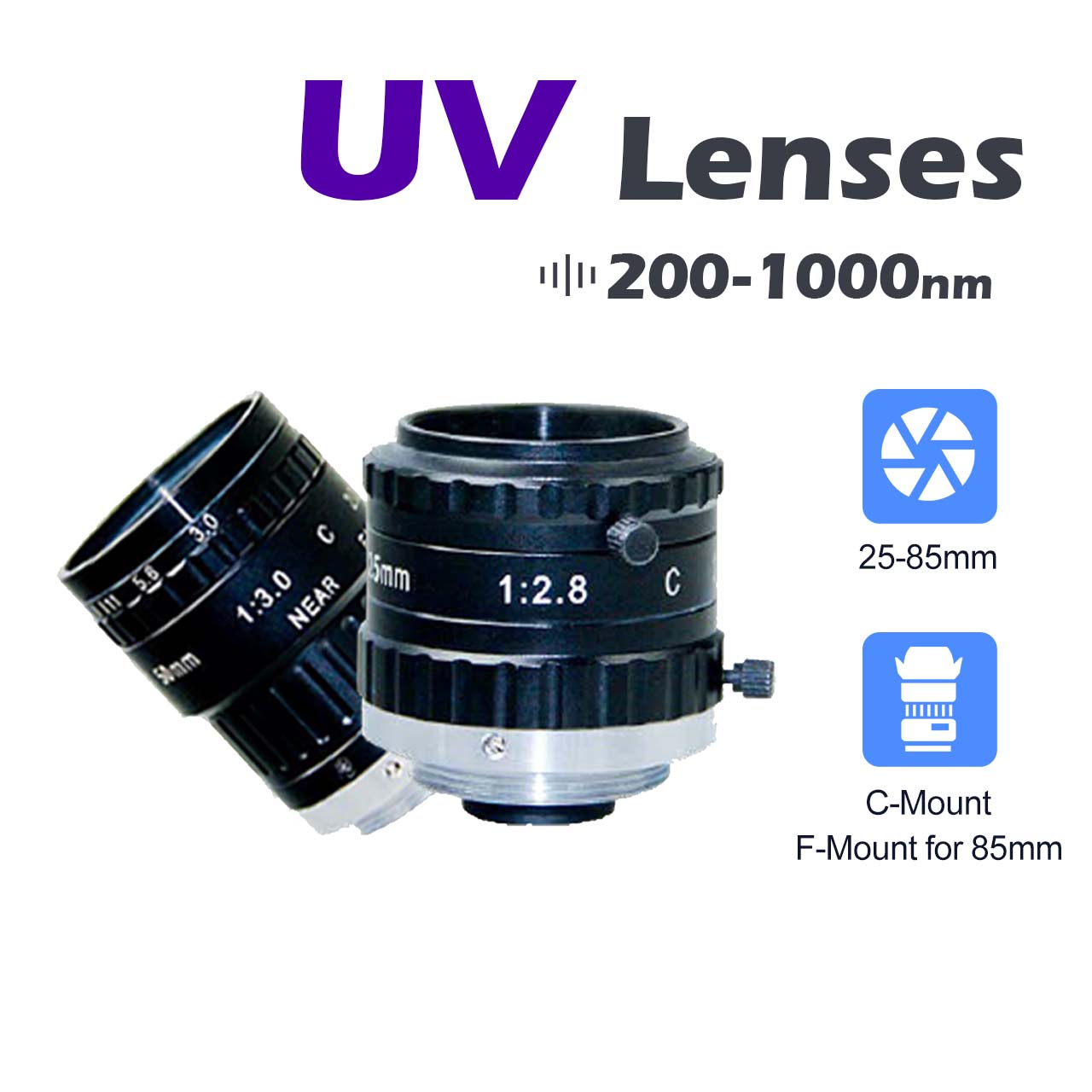 1" 2/3" 8MP 78mm C-Mount UV Lenses