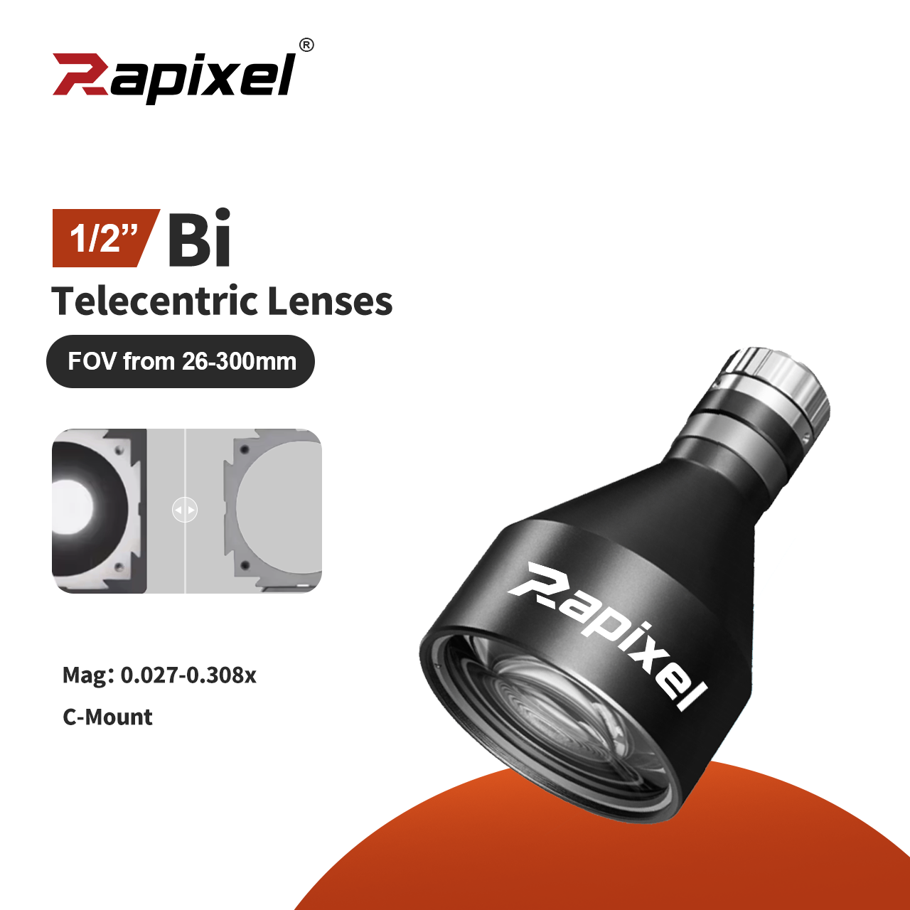 BTL-12 bi-telecentric lens for 1/2 inch industrial machine vision cameras