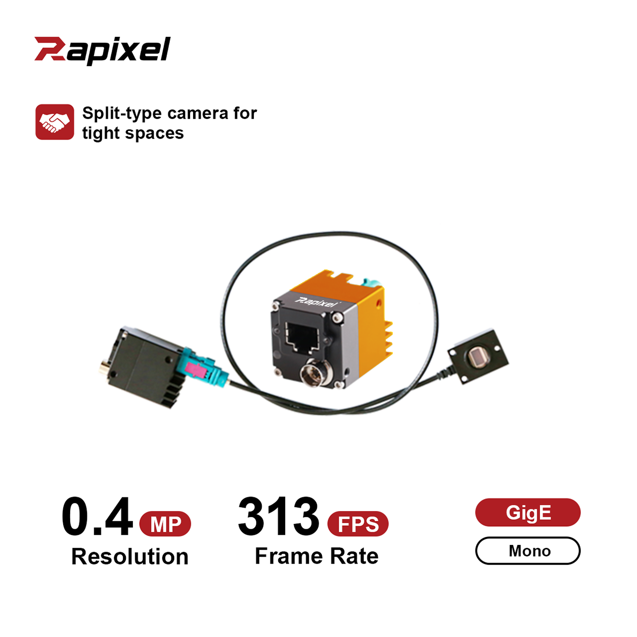 iCap-MG4-BS Split-Type 0.4MP 313fps GigE Monochrome High Speed Global Shutter Camera
