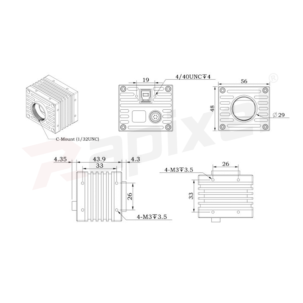 iCap-NU52 5.2MP 27fps True Color Industrial Rolling Shutter Area Scan Camera in Medical