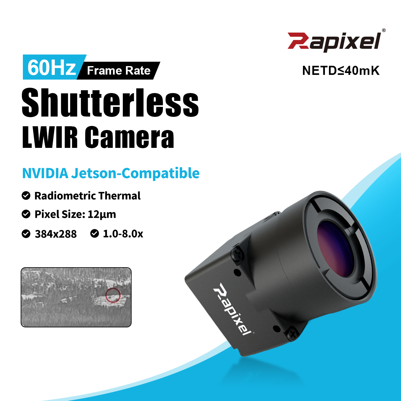 iVaSL384LW 384x288 60Hz 9.1mm Shutterless NUC Thermal UAV Camera Module