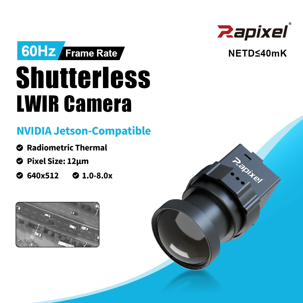 iVaSL 640x512 12μm 60Hz NVIDIA Jetson-Compatible Shutterless Thermal Camera Core