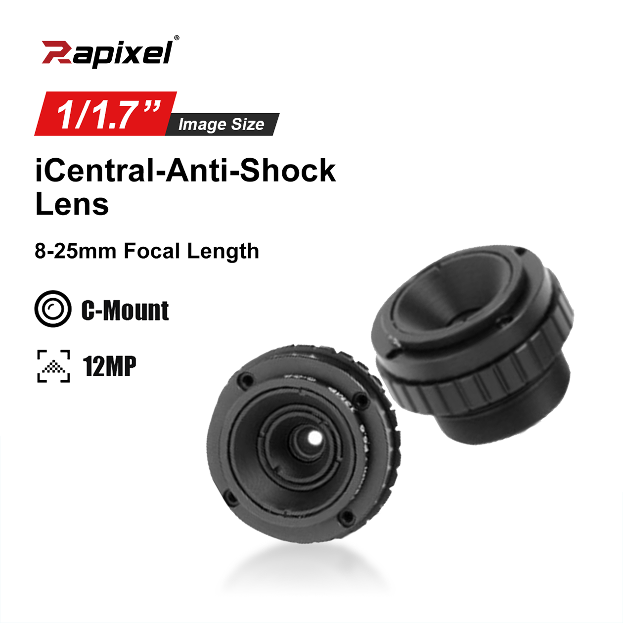 iLens-MP12-AS 12MP 1/1.7 inch anti-shock FA lens for machine vision