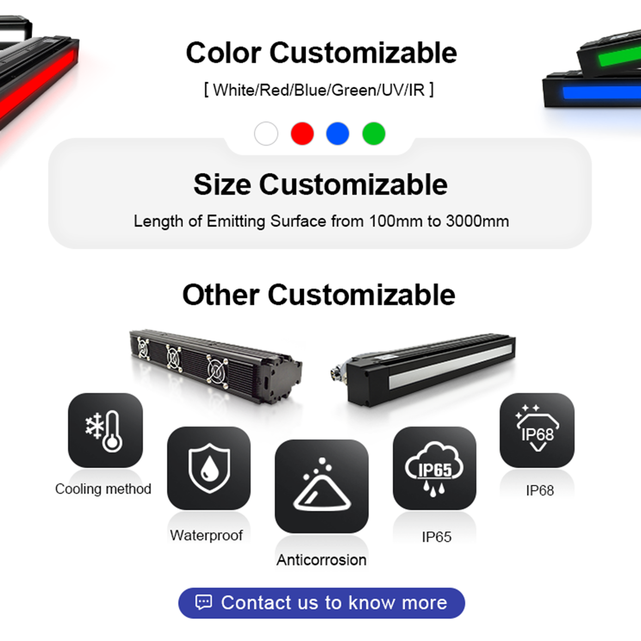 Li Series Line Scan LED Illumination Adjustable Linear Machine Vision Light for PCB, LCD & Packaging Inspection