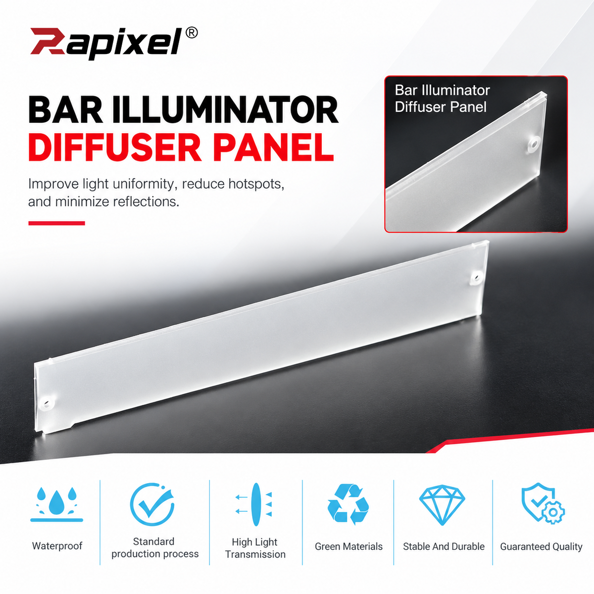 Rapixel machine vision bar light diffusion plate
