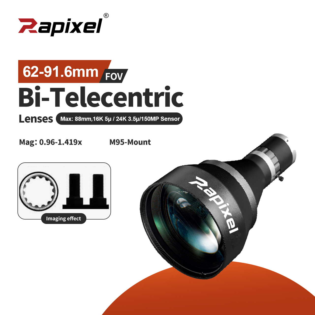 Rapixel BTL-24K telecentric lens for high-precision line scan inspection