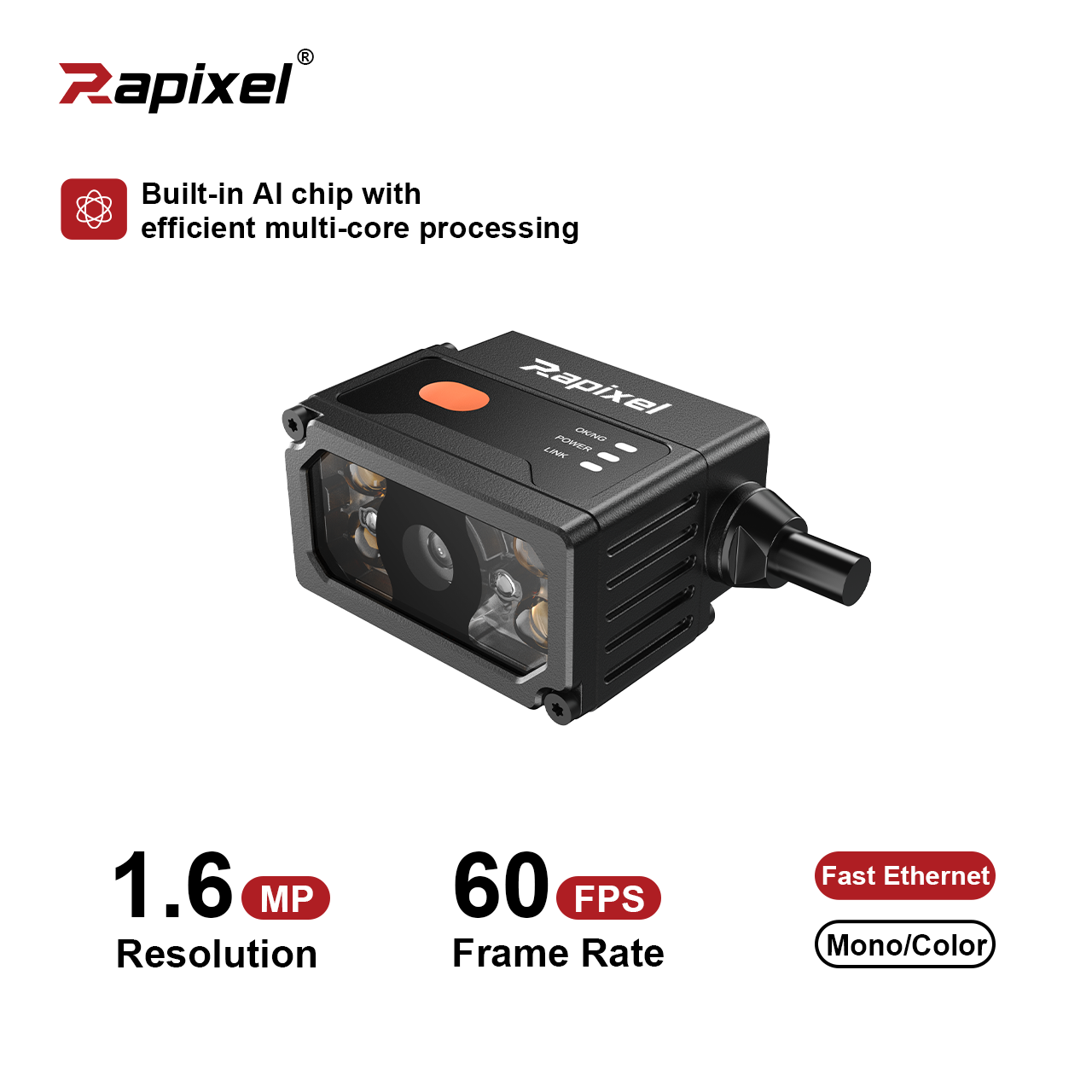 Rapixel iLOX-A Series 1.6MP AI smart vision camera for industrial inspection